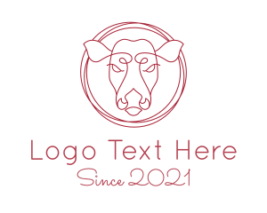 Meat Shop - Red Cow Monoline logo design