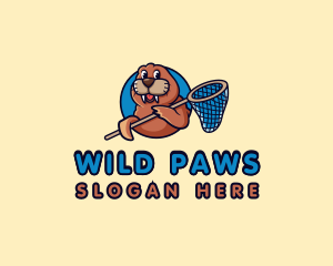 Cute Walrus Animal logo design