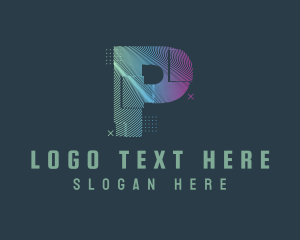 Dj - Modern Glitch Letter P logo design