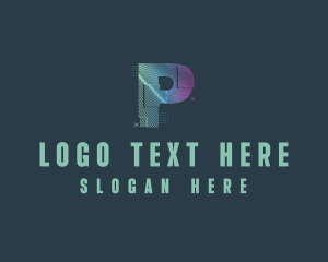 Programming - Modern Glitch Letter P logo design