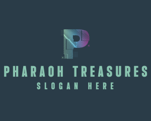 Modern Glitch Letter P logo design