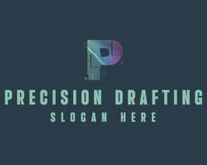 Modern Glitch Letter P logo design