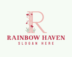 Letter R Garden Blossom logo design