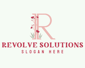 Letter R Garden Blossom logo design