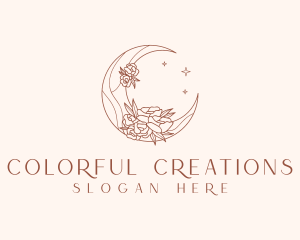 Crescent Moon Flower logo design