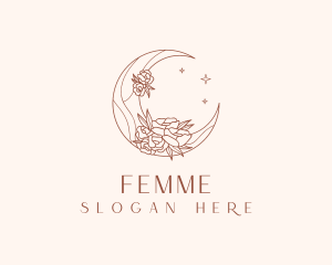 Crescent Moon Flower logo design