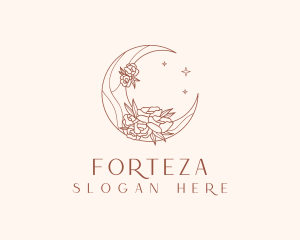 Crescent Moon Flower logo design