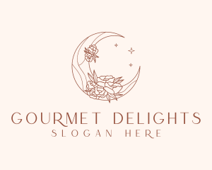 Crescent Moon Flower logo design