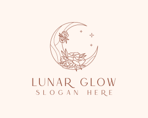 Moonlight - Crescent Moon Flower logo design