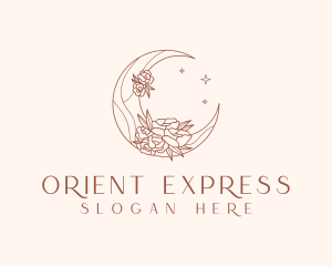 Crescent Moon Flower logo design