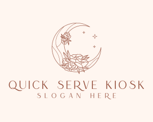 Crescent Moon Flower logo design