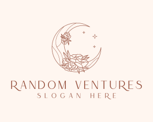 Crescent Moon Flower logo design