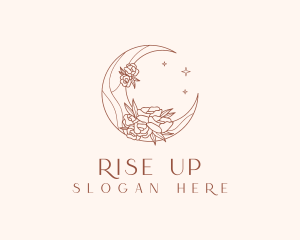 Crescent Moon Flower logo design