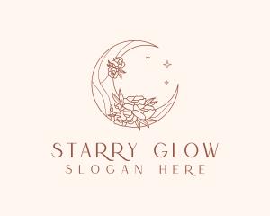 Starry - Crescent Moon Flower logo design