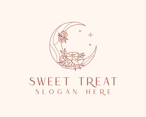 Crescent Moon Flower logo design