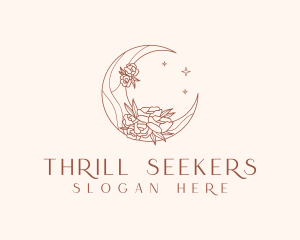 Crescent Moon Flower logo design