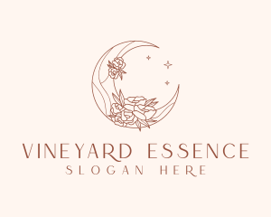 Crescent Moon Flower logo design