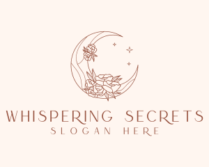 Crescent Moon Flower logo design