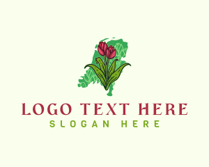 Map - Netherland Flower Tulip logo design