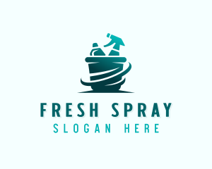 Cleaning Bucket Spray Bottle logo design