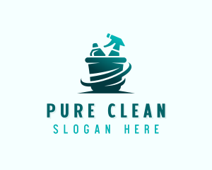 Cleaning Bucket Spray Bottle logo design