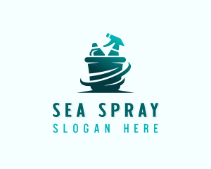 Cleaning Bucket Spray Bottle logo design