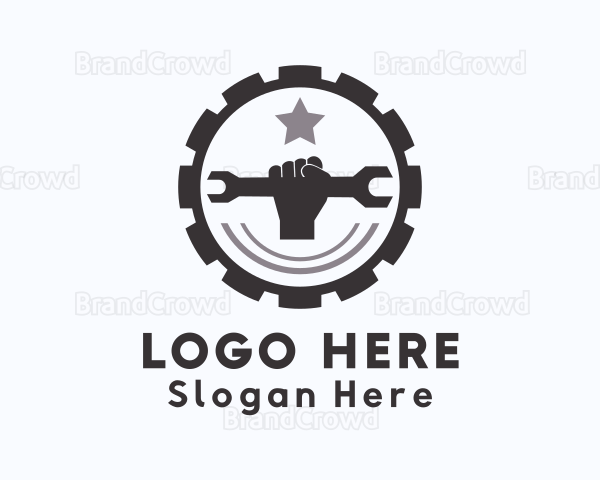 Repairman Wrench Cogwheel Logo