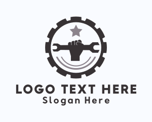Worker - Repairman Wrench Cogwheel logo design
