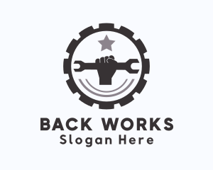 Repairman Wrench Cogwheel logo design