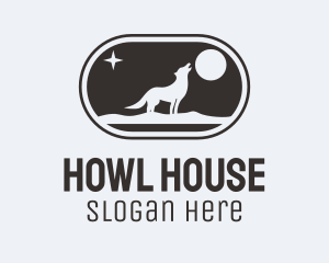Howl - Wolf Howl Moon Badge logo design