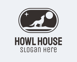 Wolf Howl Moon Badge logo design