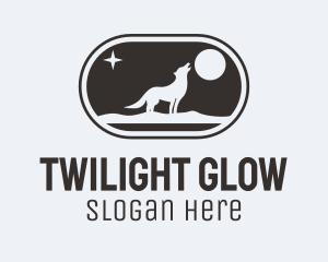Twilight - Wolf Howl Moon Badge logo design