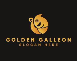 Golden Chameleon Animal logo design