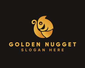 Golden Chameleon Animal logo design