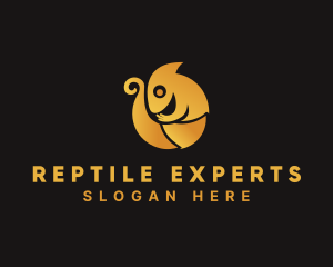 Golden Chameleon Animal logo design