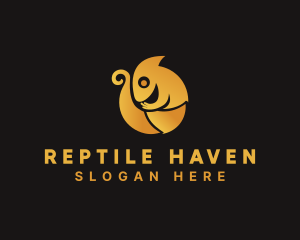 Golden Chameleon Animal logo design