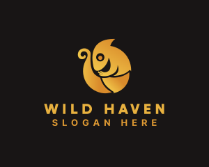 Golden Chameleon Animal logo design