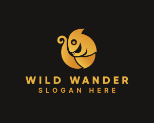 Golden Chameleon Animal logo design