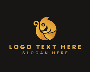 Kindagarten - Golden Chameleon Animal logo design