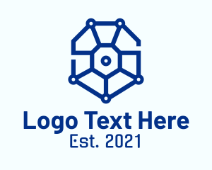 Blue - Digital Hexagon Circuit logo design