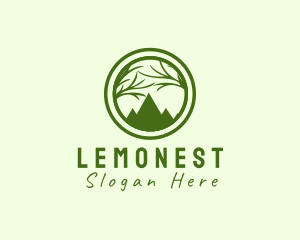 Tree Mountain Silhouette  Logo