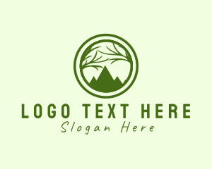 Tree Mountain Silhouette  Logo
