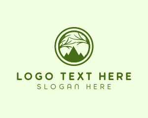 Tourism - Tree Mountain Silhouette logo design