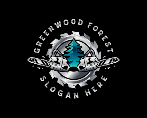 Chainsaw Logging Tree Logo