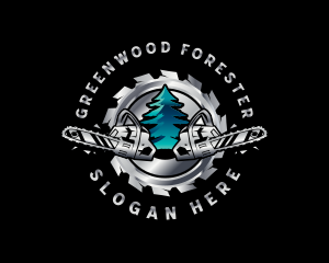 Chainsaw Logging Tree Logo