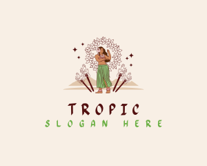 Hawaiian Girl Dancer logo design