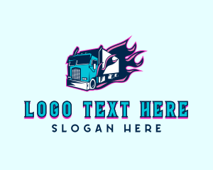 Trailer - Flaming Truck Vehicle logo design
