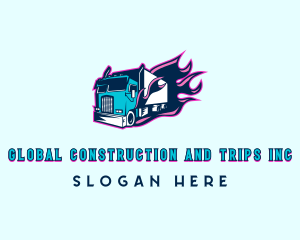Flaming Truck Vehicle Logo