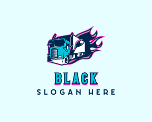 Trailer - Flaming Truck Vehicle logo design