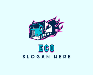 Roadie - Flaming Truck Vehicle logo design